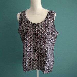 TOMMY HILFIGER Teapot Print Button Detail Tank Top Size Large